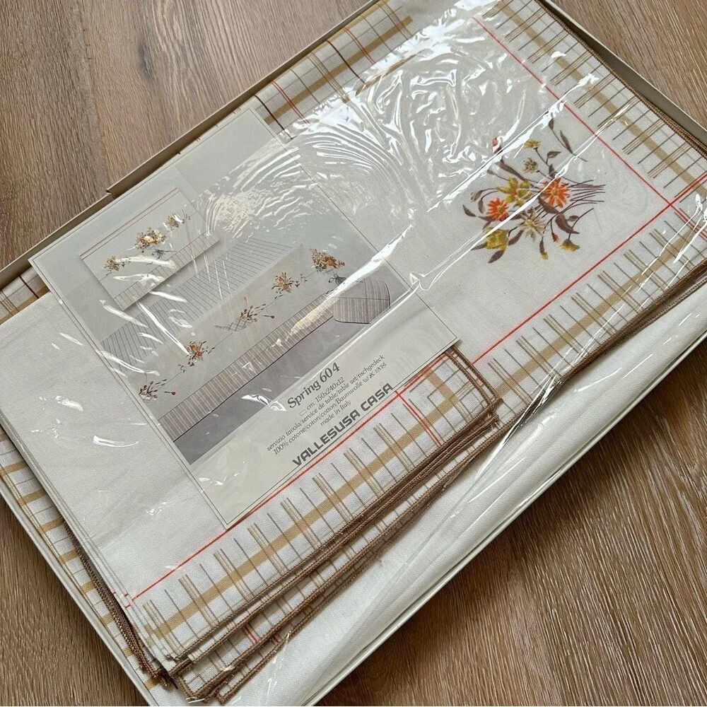 Vintage 60s 70s Vallesusa Casa Set of 12 100% Cotton Made in Italy Table Linens